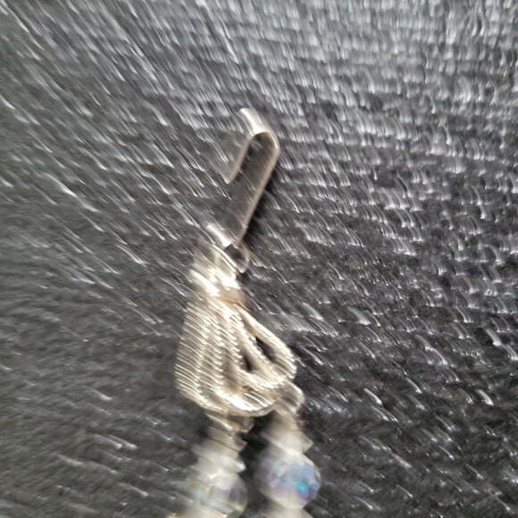 Vintage Aurora Borealis Crystal Beaded Double-Strand Necklace With Silver-Tone C - Picture 8 of 8